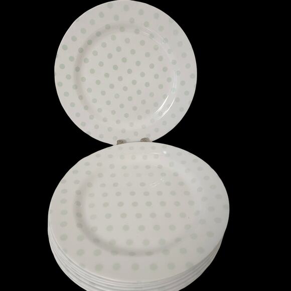 Moda Home Green and White 12"‎  Plastic plates Set of 8 - Picture 1 of 4